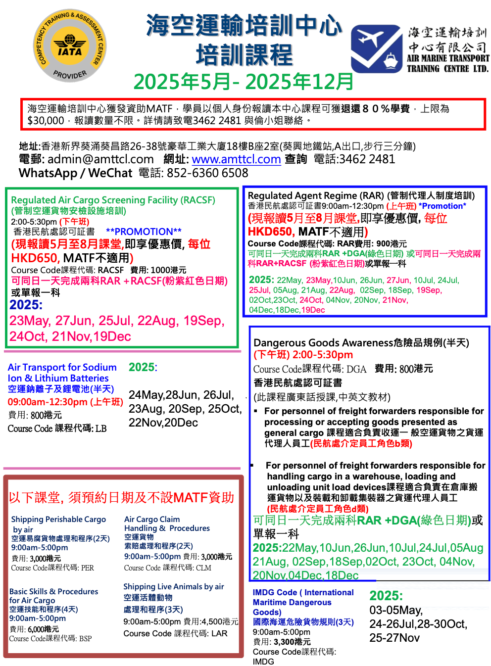 Air cargo related class schedules (Version 2025-05 Revision 5)